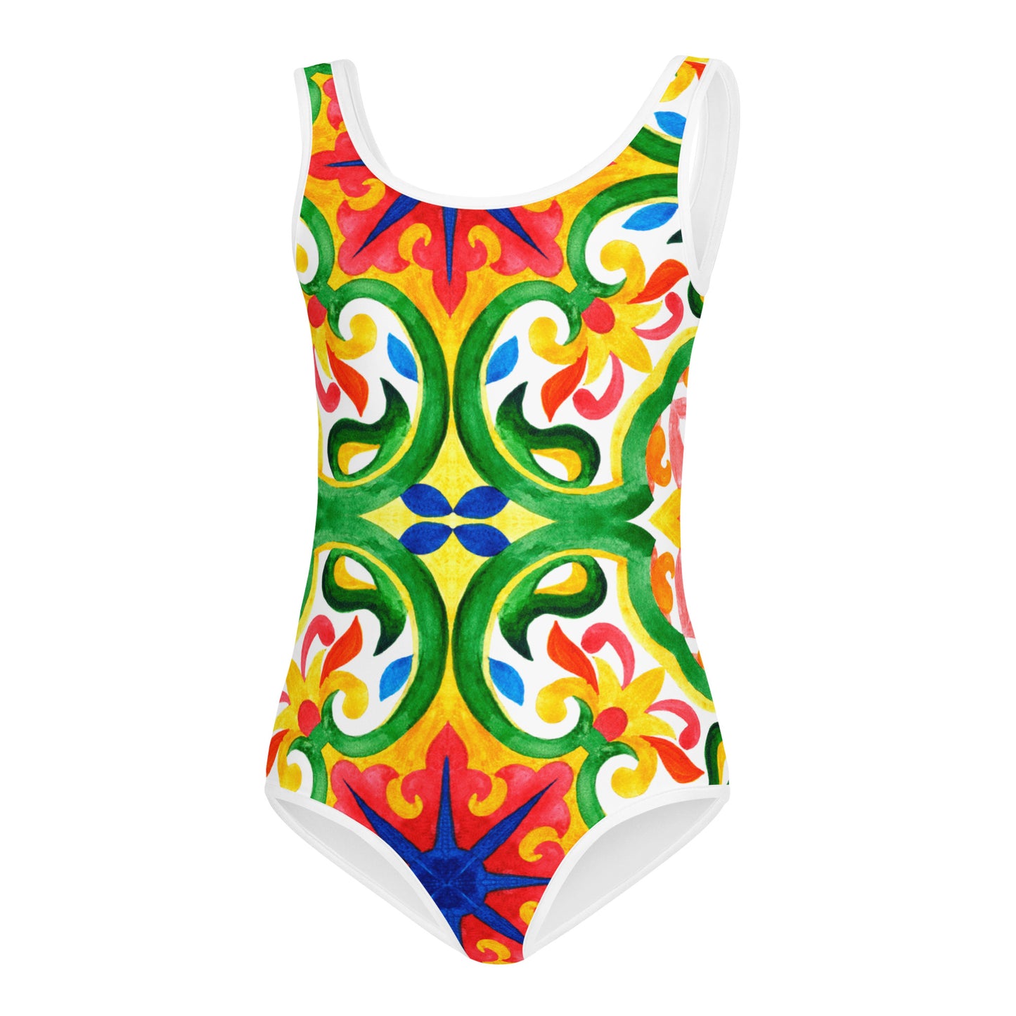 Green Tiles Kids Swimsuit