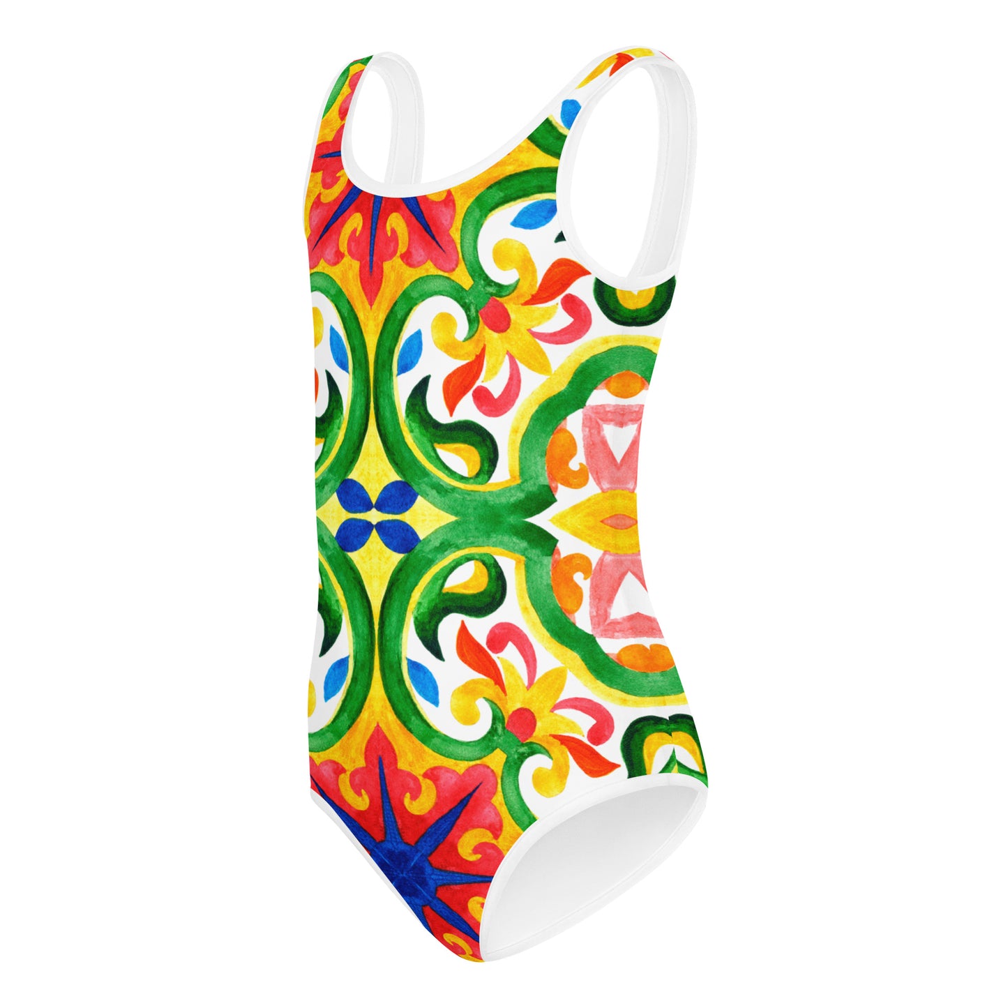 Green Tiles Kids Swimsuit