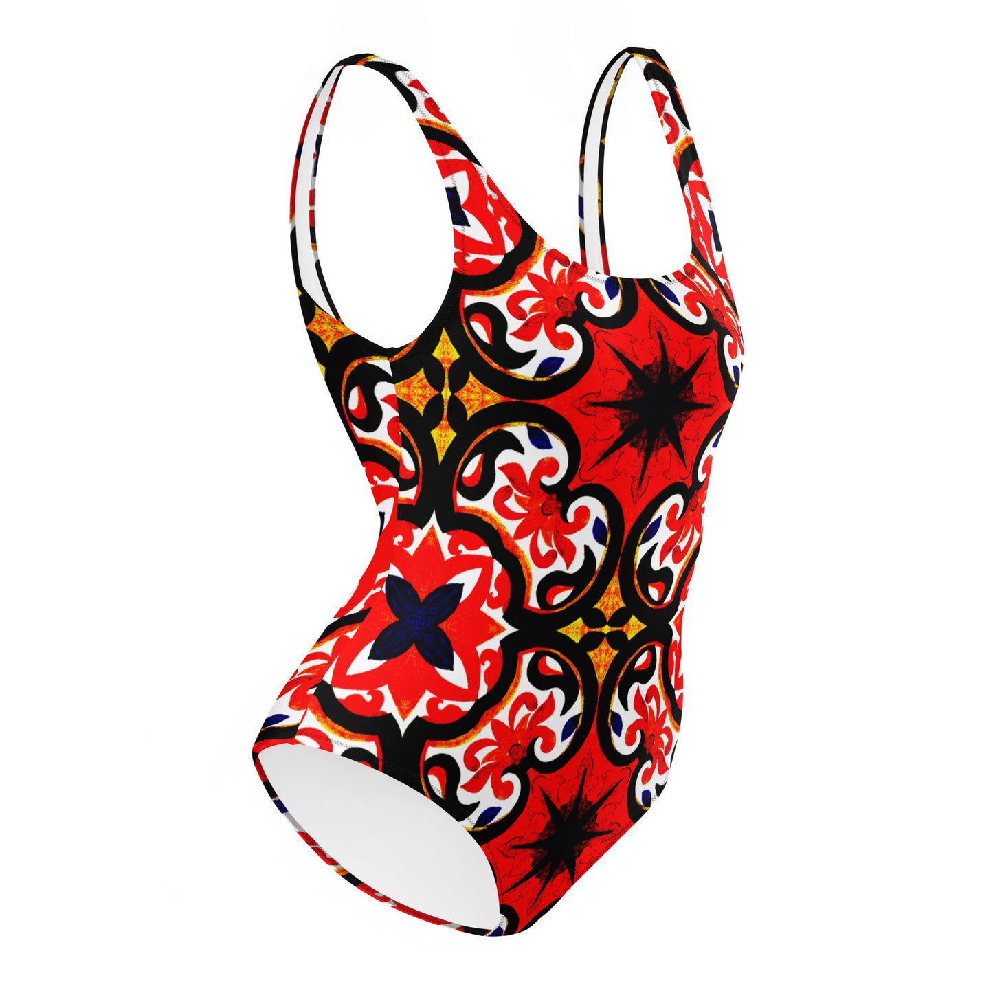 Red Tiles One-Piece Swimsuit