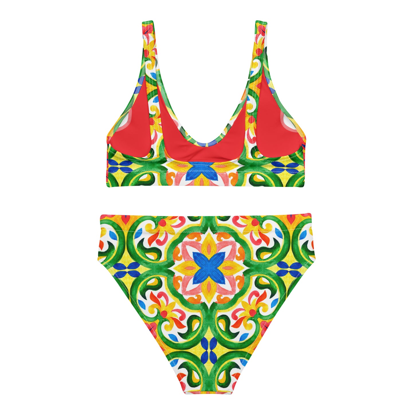 Green Tiles Recycled high-waisted bikini