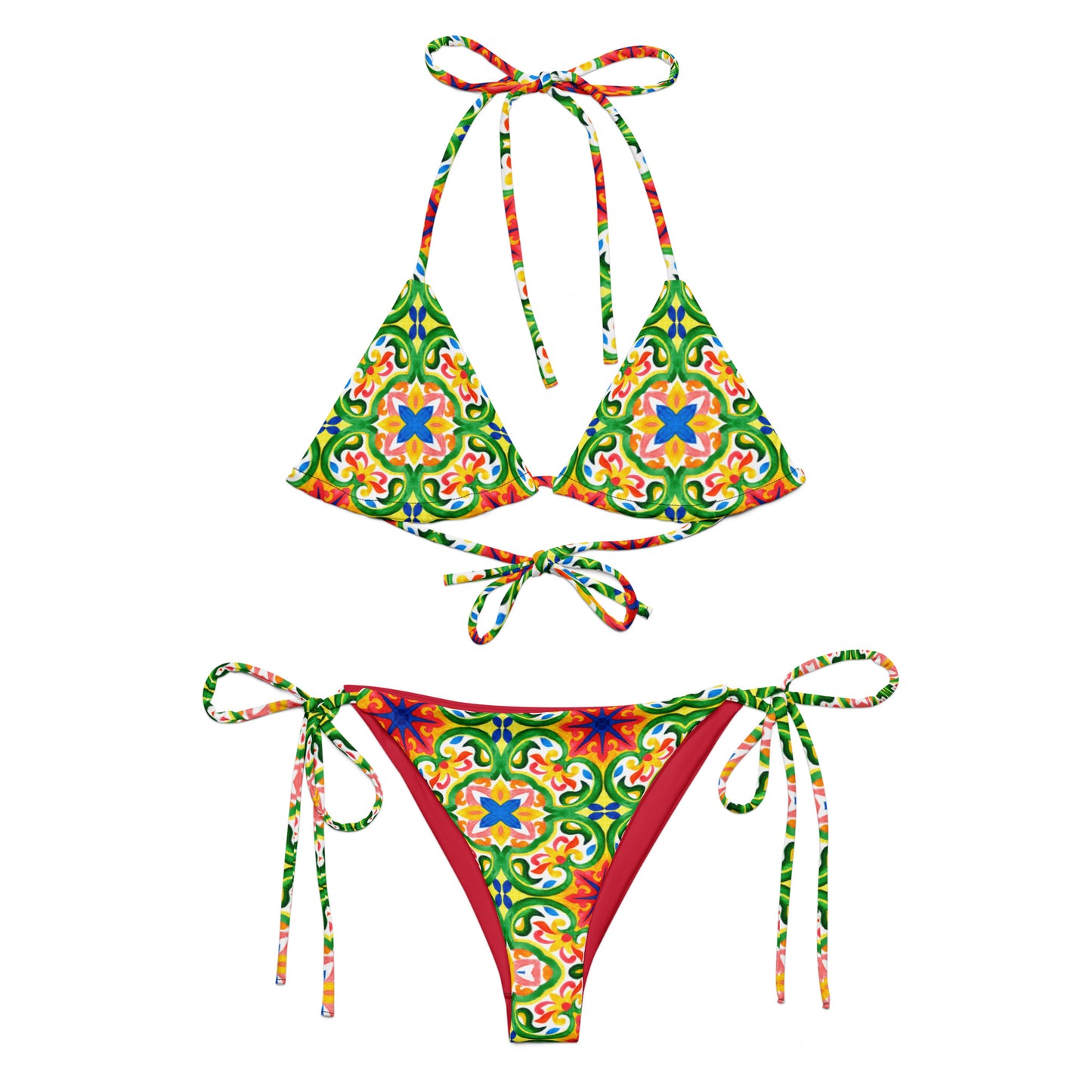 Green Tiles recycled string bikini