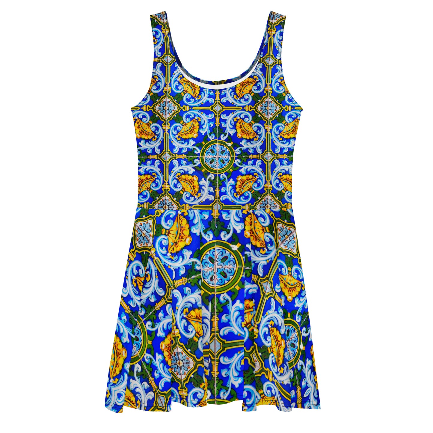 Blue tiles Skater Dress