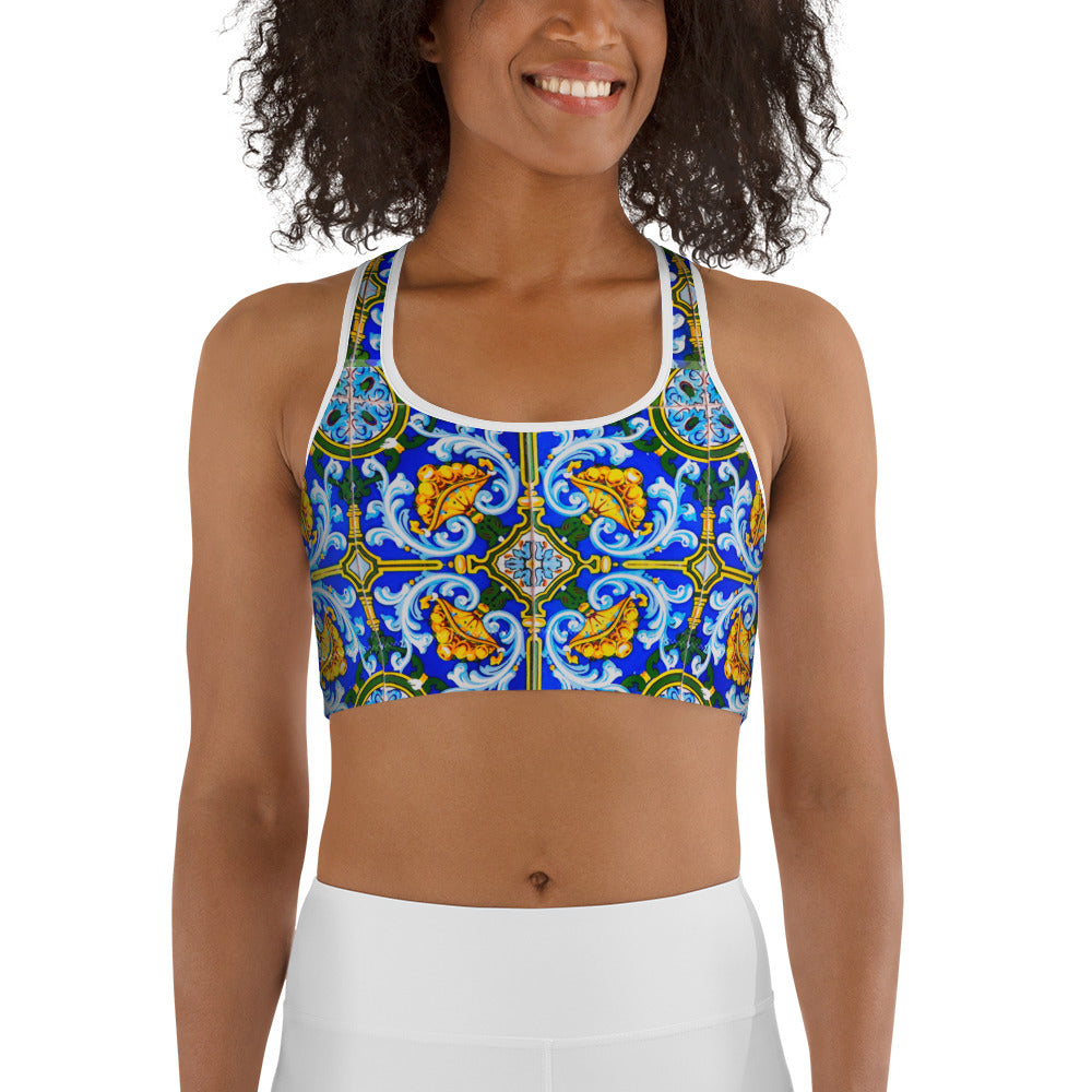 Blue Tiles Sports bra