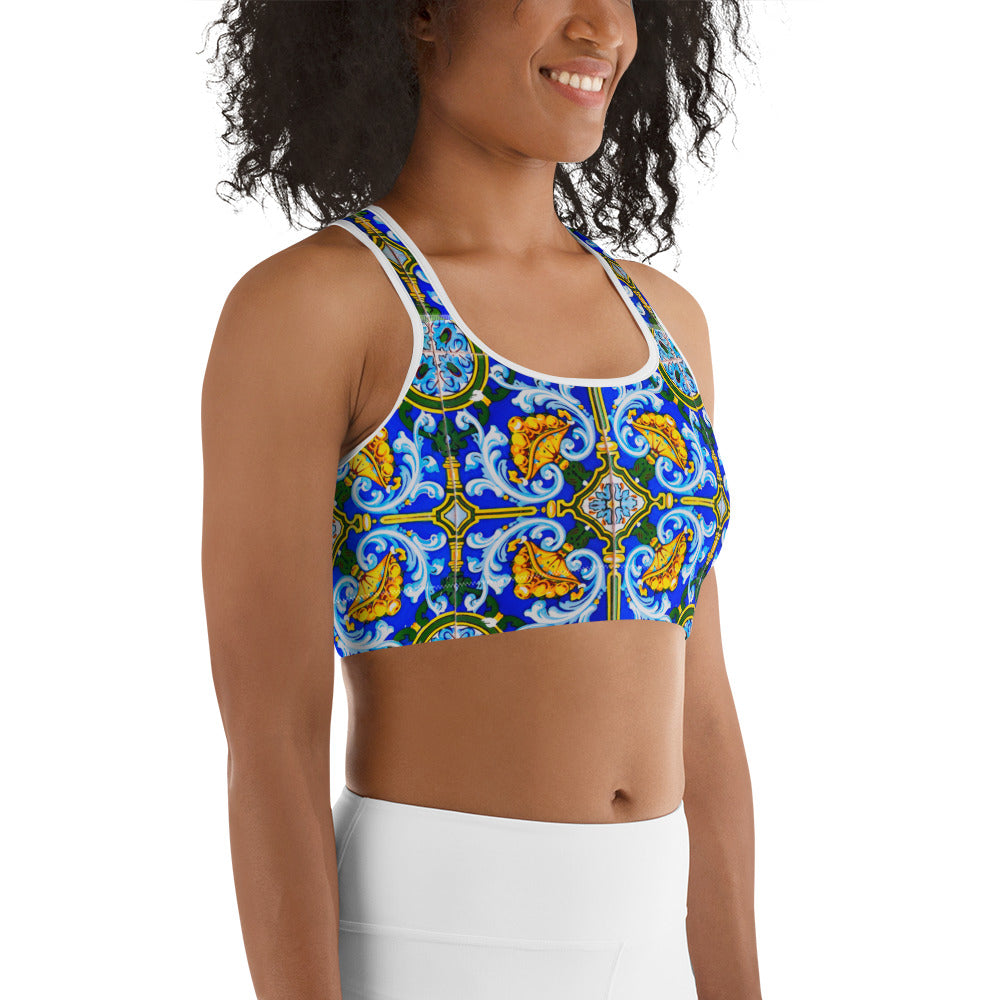 Blue Tiles Sports bra