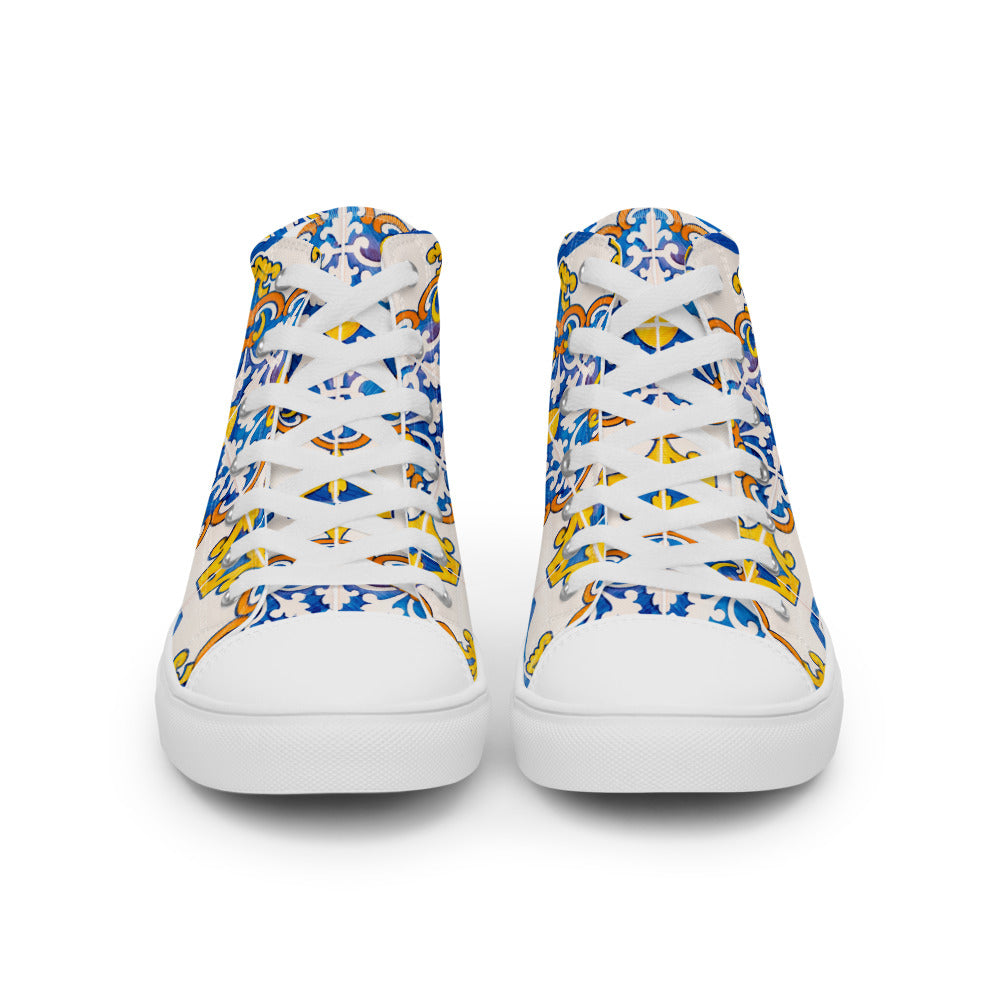 White Tiles Women’s high top canvas shoes